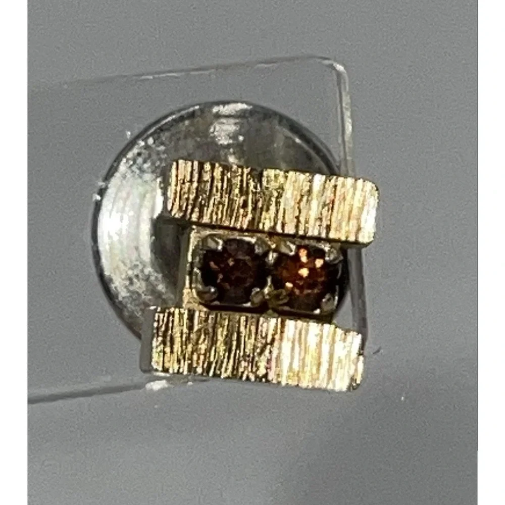Sarah‎ Coventry ?   Rhinestone Cufflinks and Tie Clip Brushed Gold 3pc